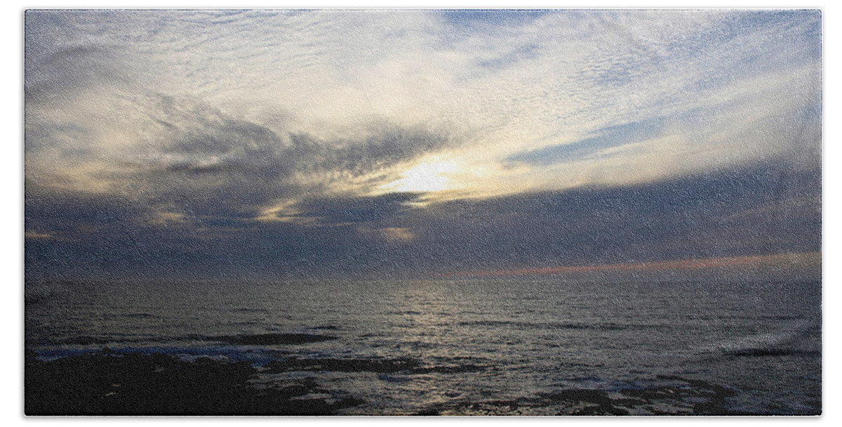 Sunset Beach Towel featuring the photograph Blue Cloudy Sky Sunset by Athena Mckinzie