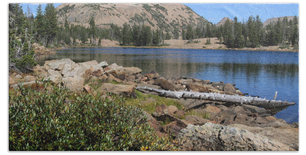 Lake Utah Landscape Uinta Mountain Summer Scenic No People Wilderness Beach Towel featuring the photograph Clyde Lake by Brett Pelletier
