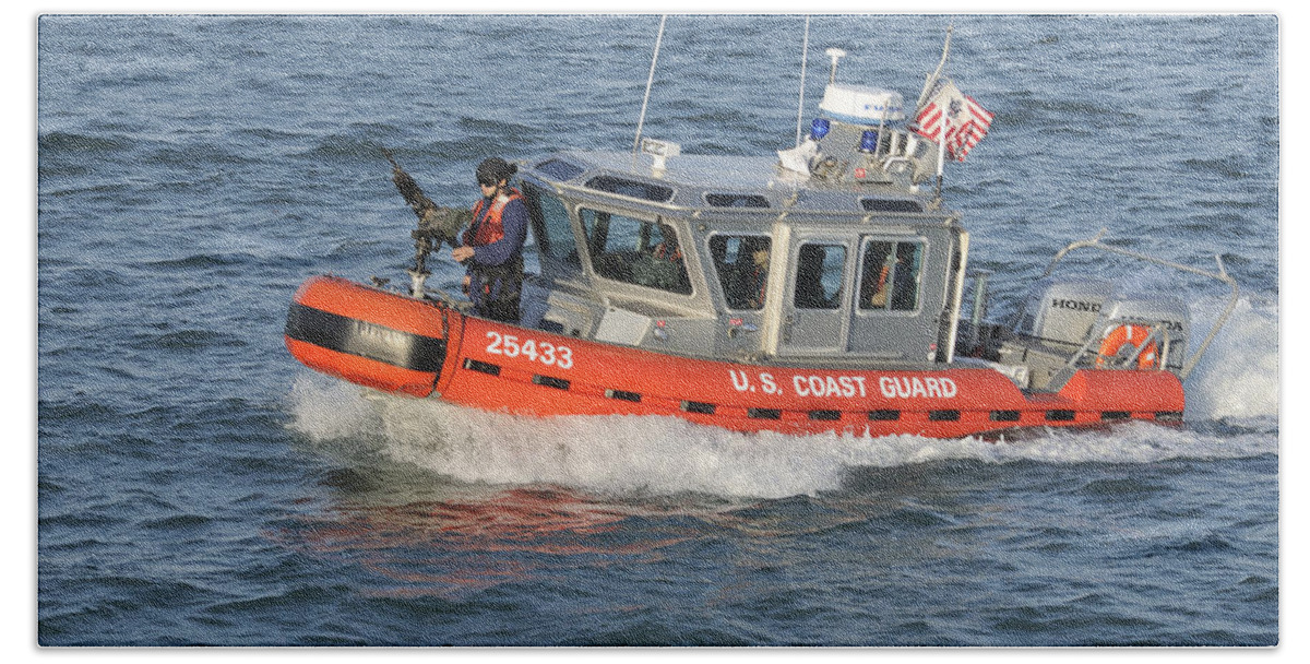 Coast Guard Beach Towel featuring the photograph Coast Guard Patrol Boat by Bradford Martin