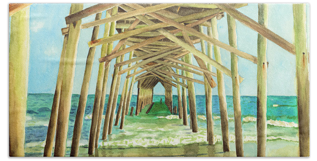 Ocean Beach Sheet featuring the painting Coastal Cathedral by Jill Ciccone Pike