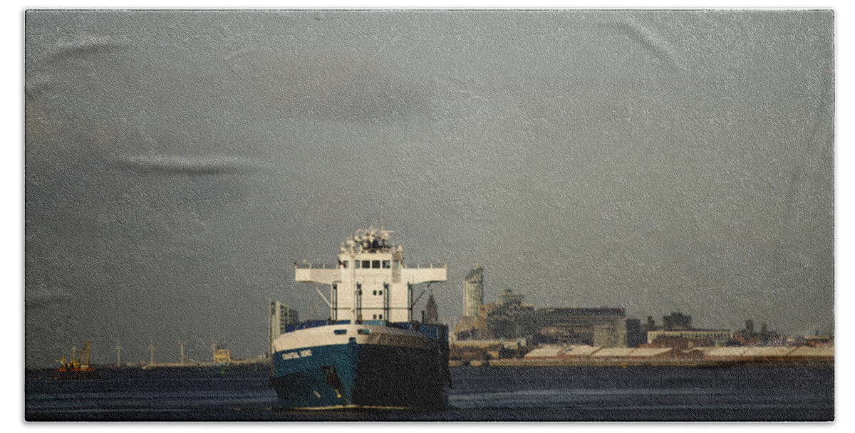 Cargo Ship Beach Towel featuring the photograph Coastal Deniz by Spikey Mouse Photography