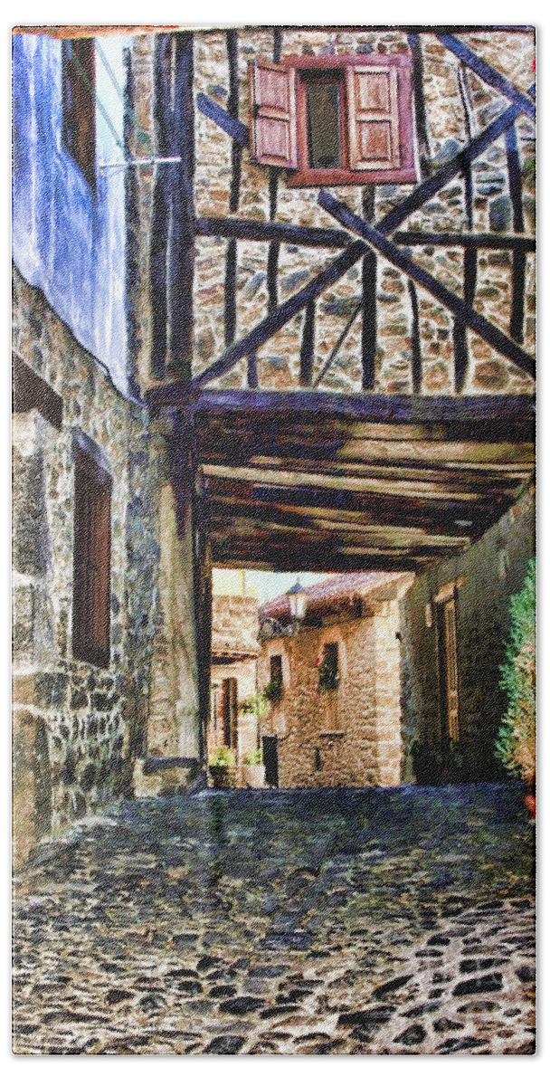Potes Beach Towel featuring the photograph Cobble Streets of Potes Spain By Diana Sainz by Diana Raquel Sainz
