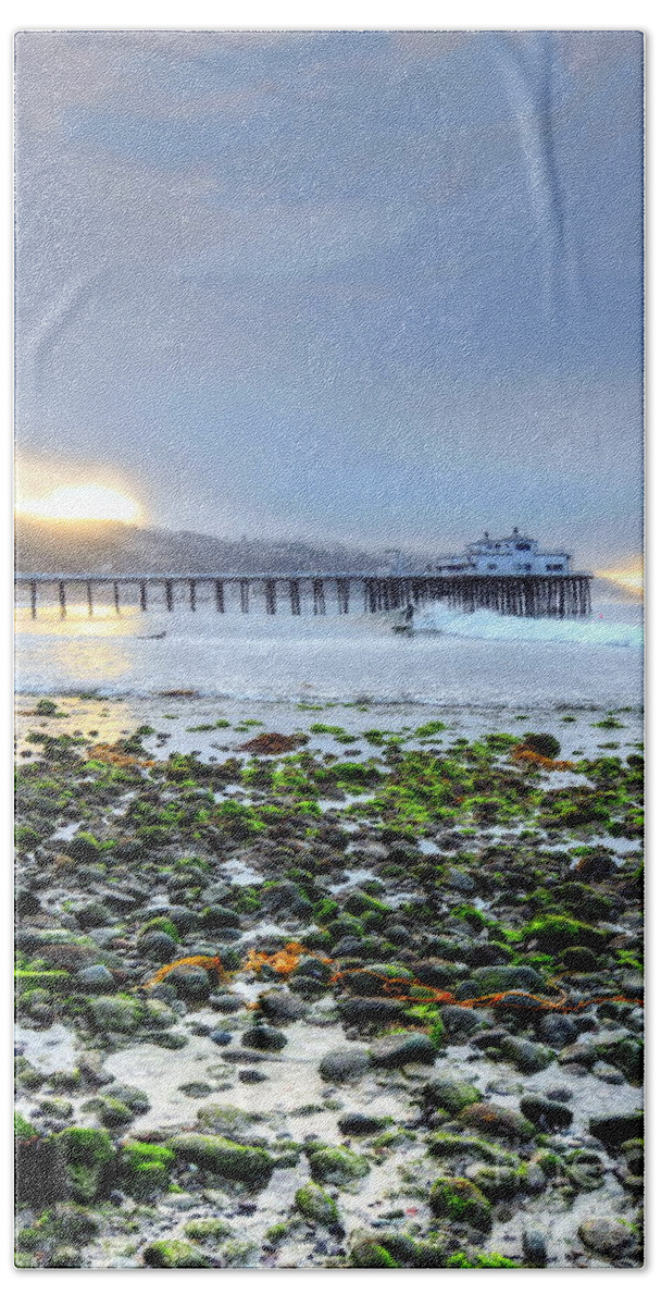 Malibu Beach Towel featuring the photograph Cobblestone Sunrise at the Bu by Richard Omura
