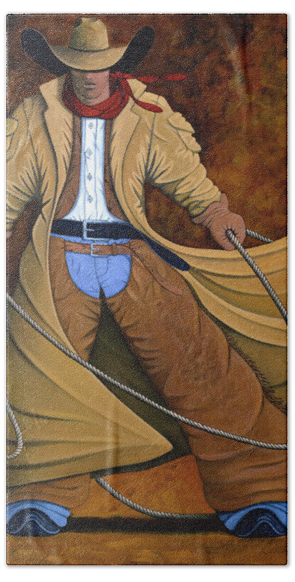Contemporary Western Beach Towel featuring the painting Cody by Lance Headlee
