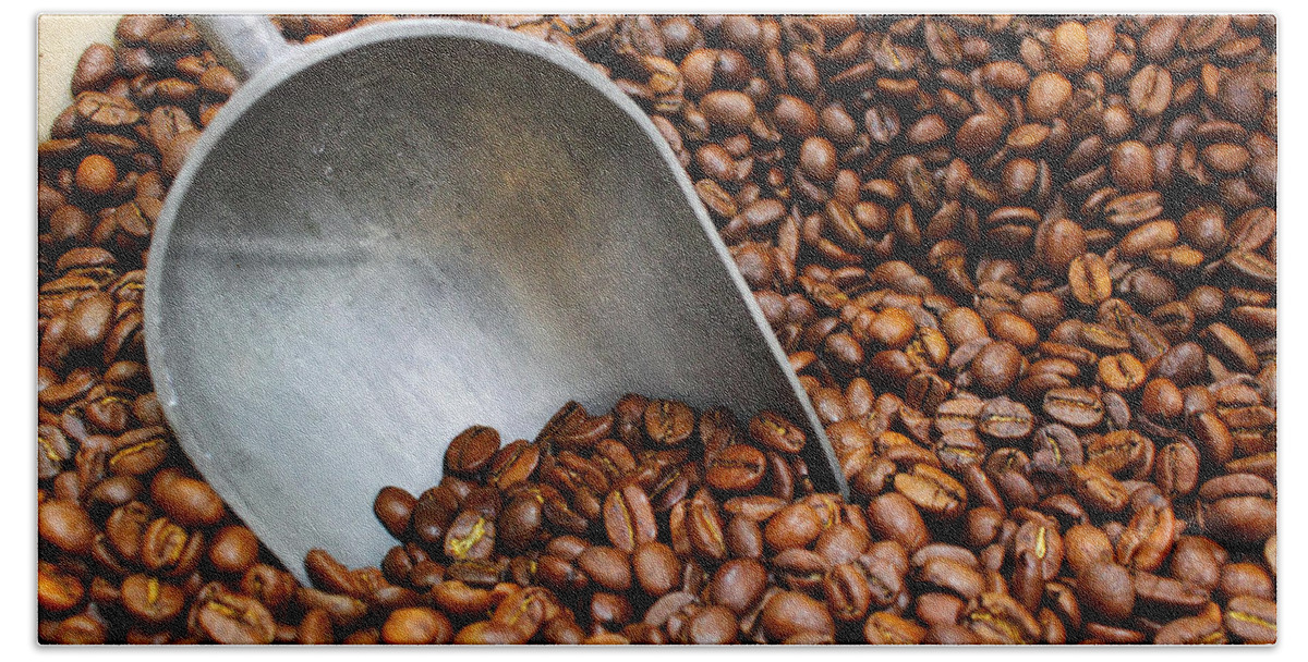 Coffee Beach Sheet featuring the photograph Coffee Beans with Scoop by Jason Politte