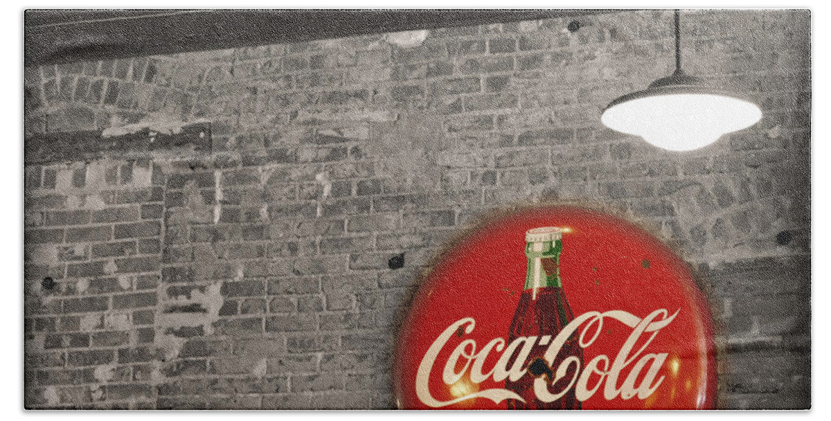 Inside Beach Sheet featuring the photograph Coke Cola Sign by Paulette B Wright