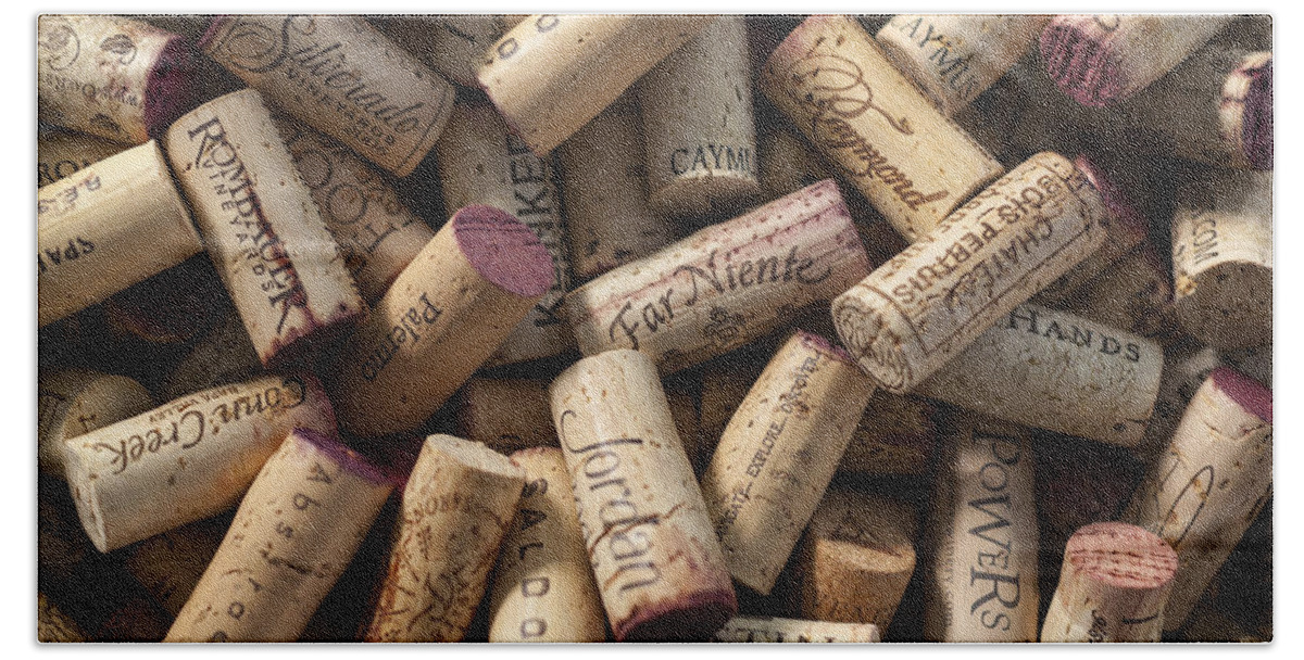 3scape Beach Towel featuring the photograph Collection of Fine Wine Corks by Adam Romanowicz