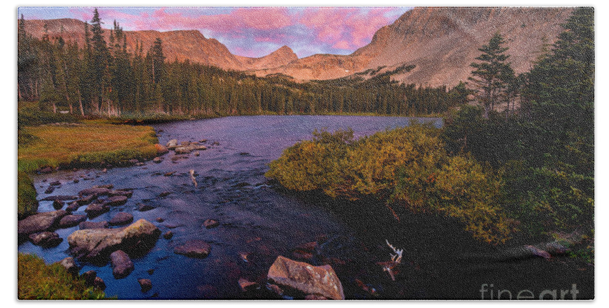 Landscape Beach Sheet featuring the photograph Color over Indian Peaks by Steven Reed