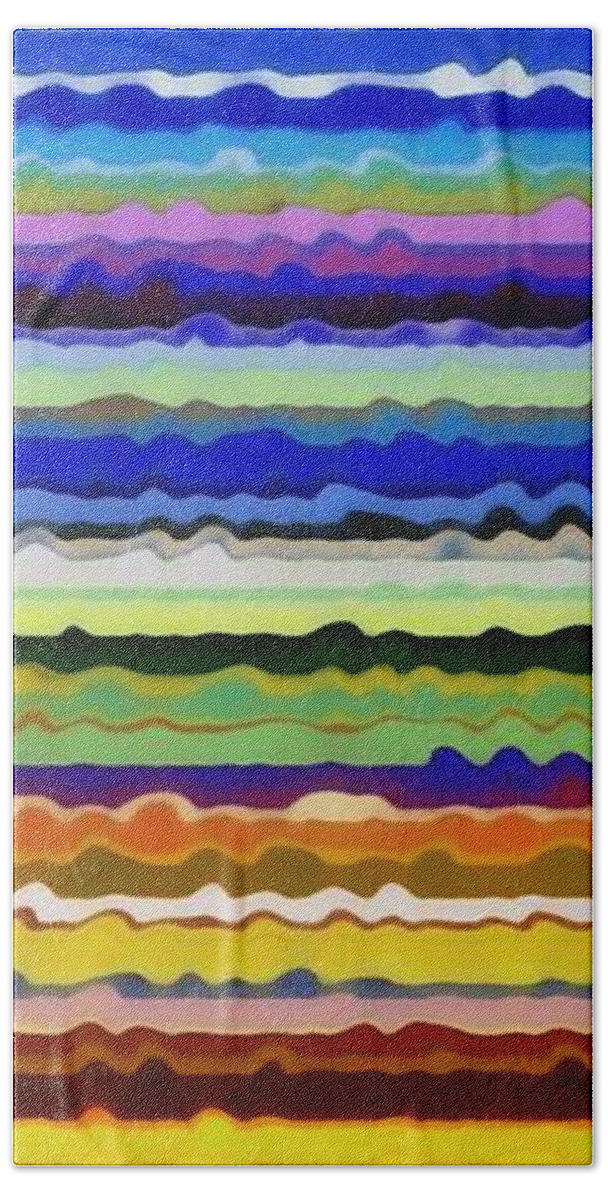 Textural Beach Towel featuring the painting Color Waves No. 5 by Michelle Calkins