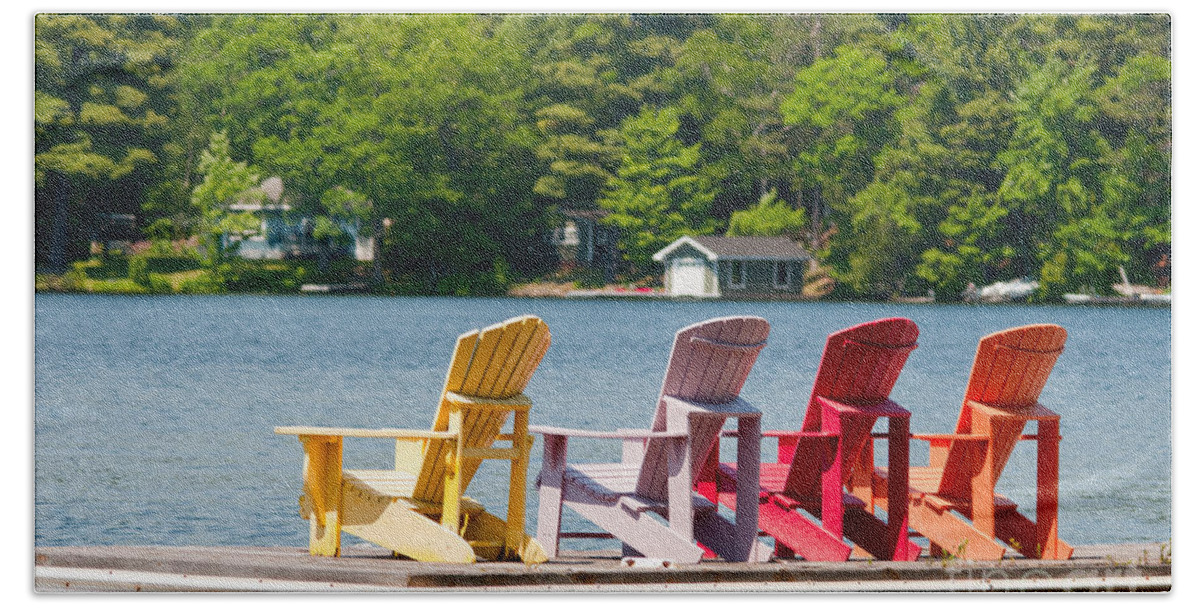 Colors Beach Towel featuring the photograph Colorful chairs by Les Palenik