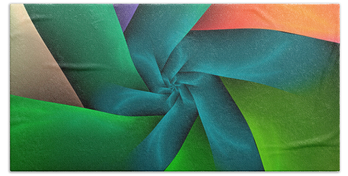 Abstract Fractal Beach Towel featuring the digital art Colorful Ribbons by Sandy Keeton