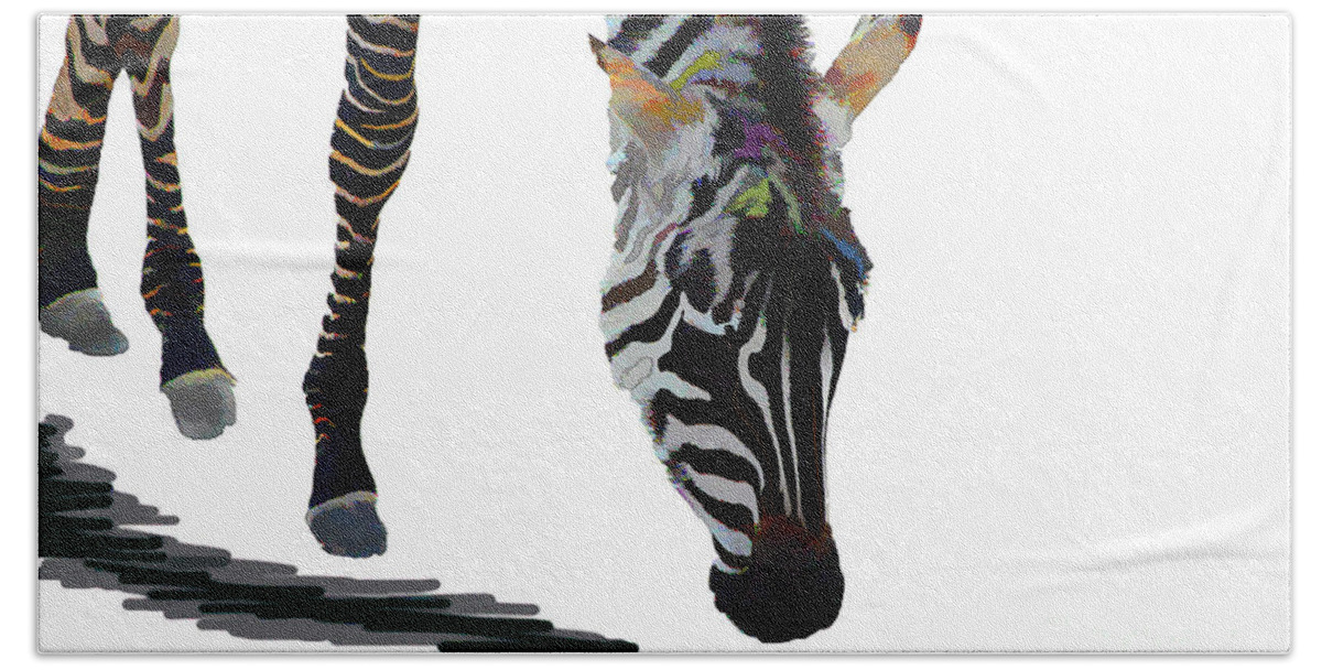 Animal Beach Towel featuring the digital art Colorful Zebra 2 by Teresa Zieba