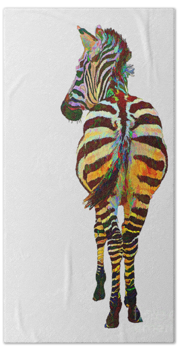 Animal Beach Sheet featuring the mixed media Colorful Zebra by Teresa Zieba