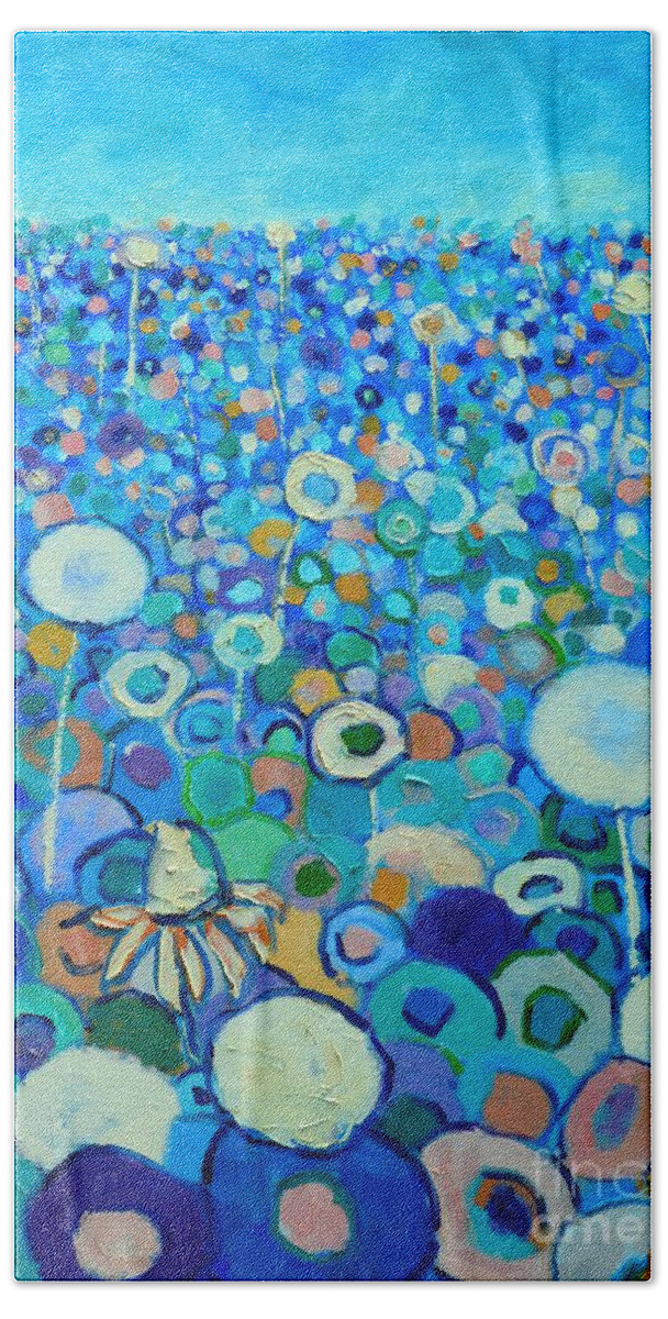 Floral Beach Towel featuring the painting Colors Field In My Dream by Ana Maria Edulescu