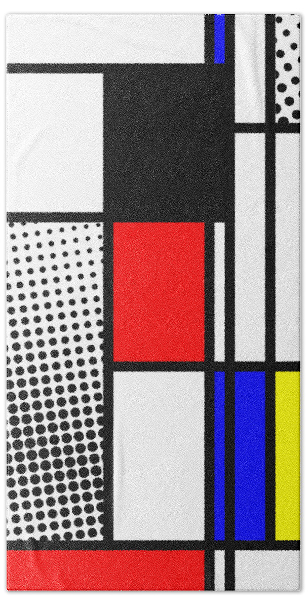 Mondrian Beach Towel featuring the mixed media Composition 100 by Dominic Piperata