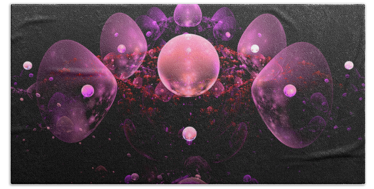 Pink Beach Towel featuring the photograph Computer Generated Pink Abstract Bubbles Fractal Flame Art by Keith Webber Jr