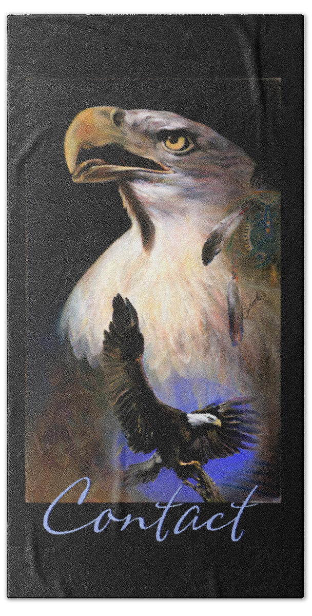 Eagles Beach Towel featuring the pastel C o n t a c t - Soft Pastel Art - Eagle - Native American Art by Brooks Garten Hauschild
