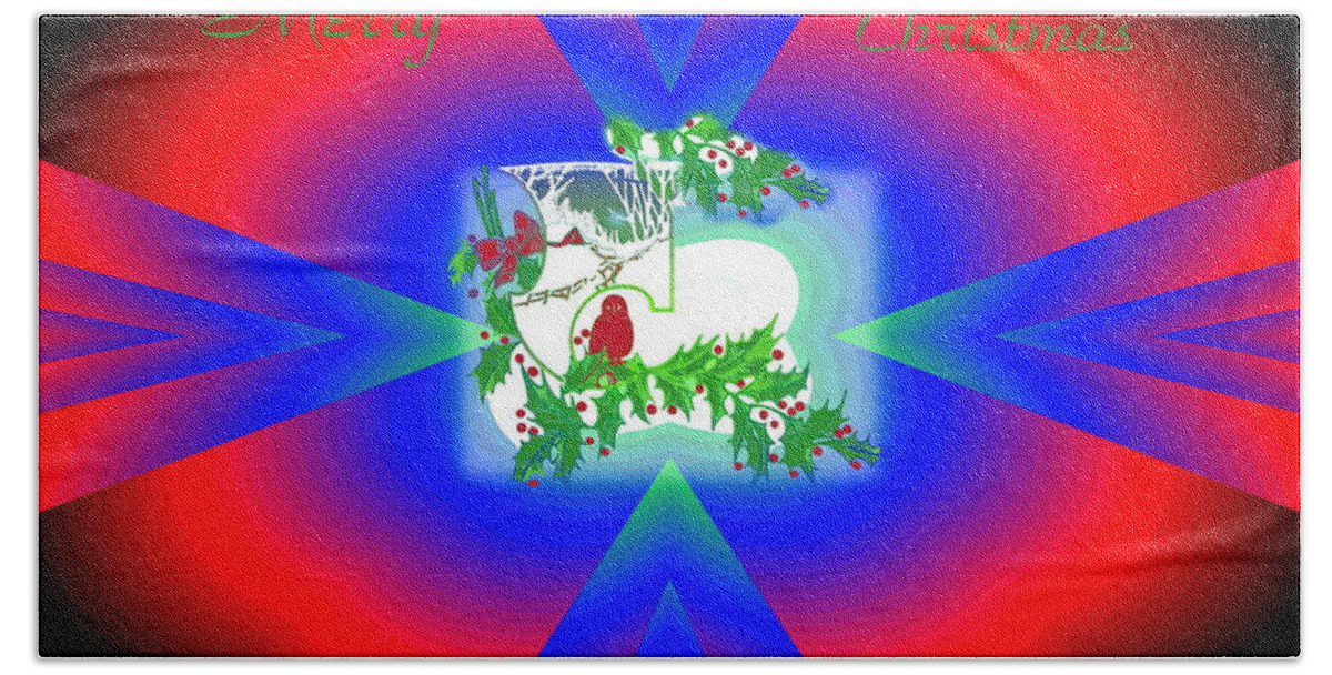 Neon Beach Towel featuring the photograph Contemporary Neon Merry Christmas by Joyce Dickens