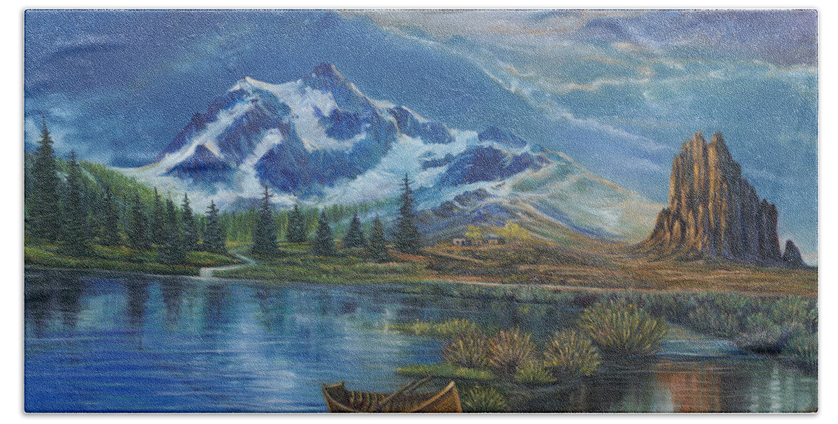 Mountain Beach Towel featuring the painting Convergence by Claudia Goodell