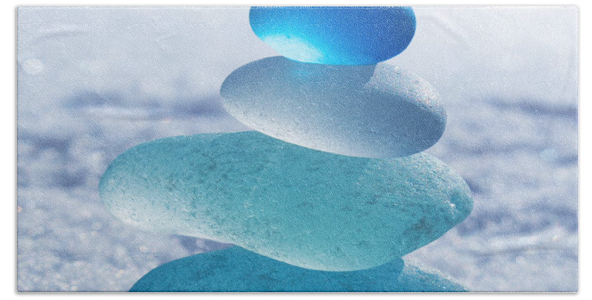 Seaglass Beach Towel featuring the photograph Cool Blues by Barbara McMahon