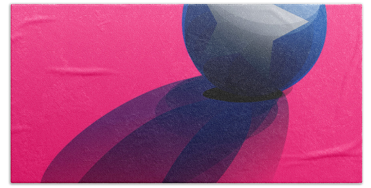 Pink Beach Towel featuring the digital art Blue Ball decorated with star pink background by Vintage Collectables
