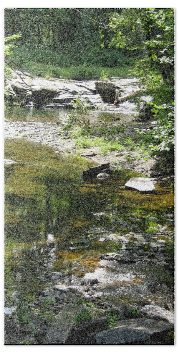 Creek Beach Towel featuring the photograph Cool Waters by Ellen Levinson