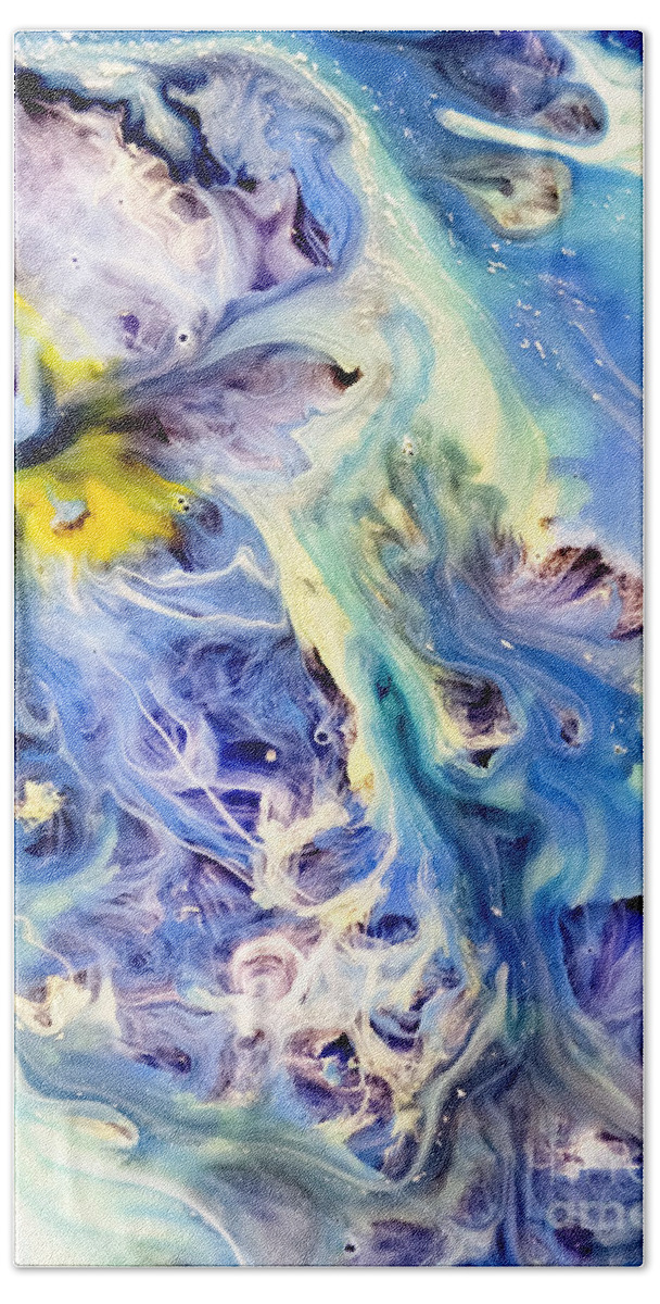 Coral Reef Abstract Watercolor Painting Beach Towel for