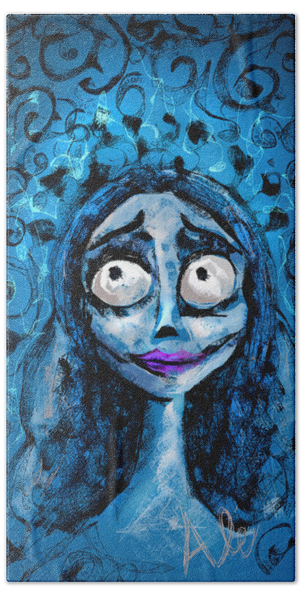 Corpse Bride Beach Sheet featuring the drawing Corpse Bride phone sketch by Alessandro Della Pietra