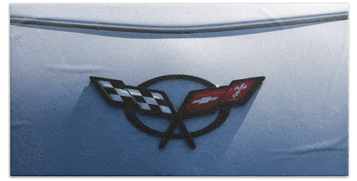 Chevrolet Beach Towel featuring the digital art Corvette C5 Badge by Douglas Pittman