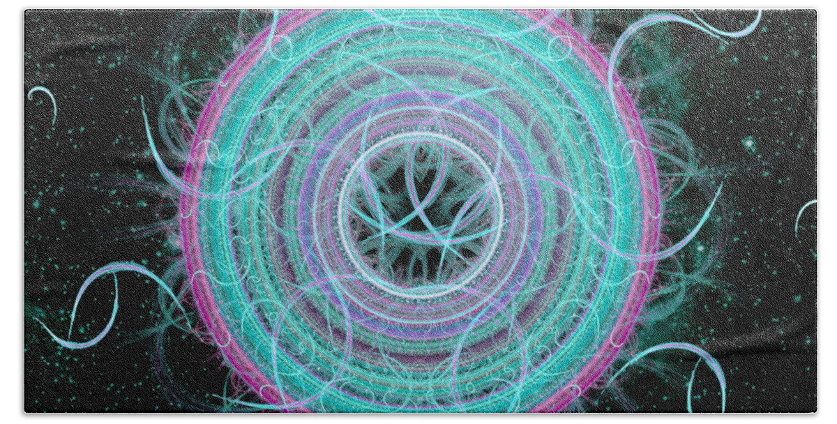 Abstract Beach Sheet featuring the digital art Cosmic Circle by Shawn Dall