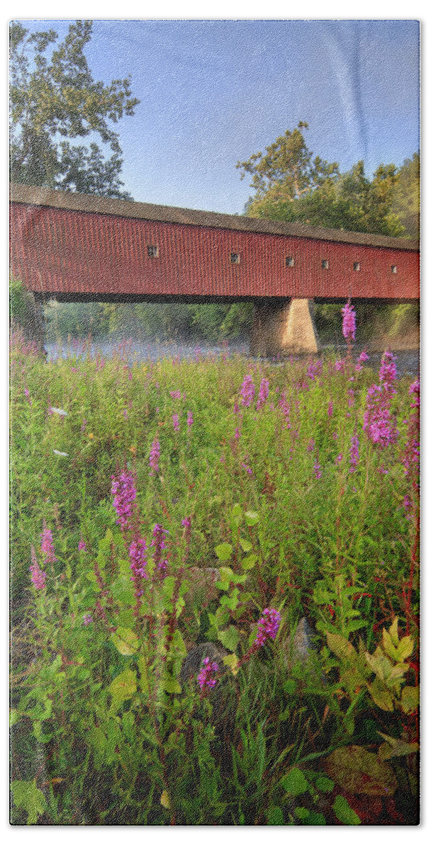 Summer Beach Towel featuring the photograph Covered Bridge West Cornwall by Bill Wakeley
