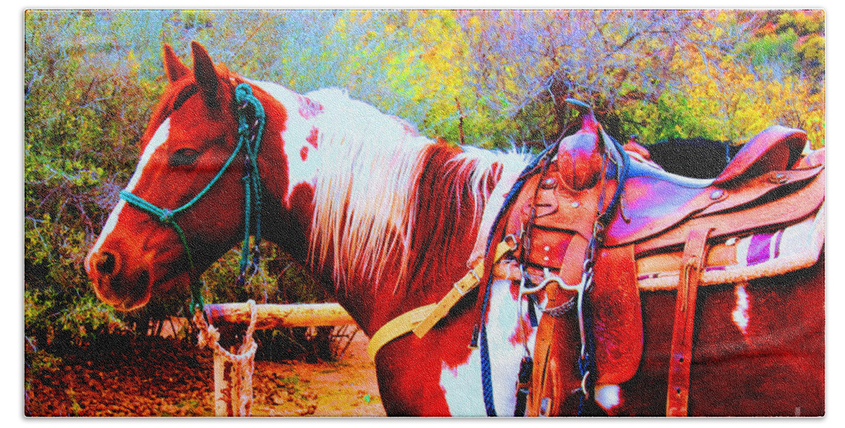 Paint Beach Towel featuring the photograph Cowgirl Up by Tap On Photo