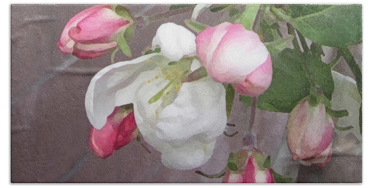 Flower Beach Towel featuring the digital art Crabapple Blossoms Miniature by Donald S Hall