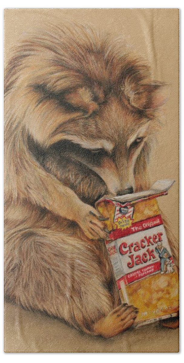 Crack Jack Beach Sheet featuring the drawing Cracker Jack Bandit by Jean Cormier