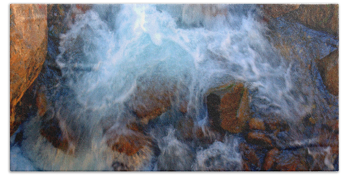 Falls Beach Towel featuring the photograph Crashing Falls on Rocks Below by Tikvah's Hope
