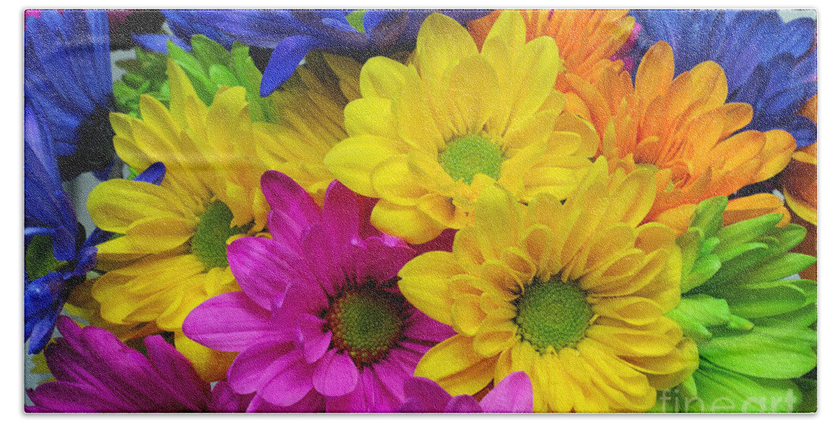 Daisy Beach Towel featuring the photograph Colorful Crazy Daisies 2 by Andee Design