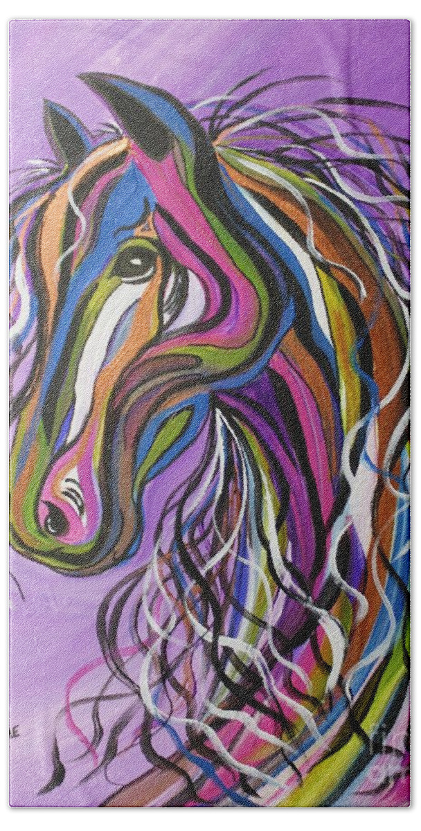 Horse Beach Towel featuring the painting Crazy Horse by Janice Pariza