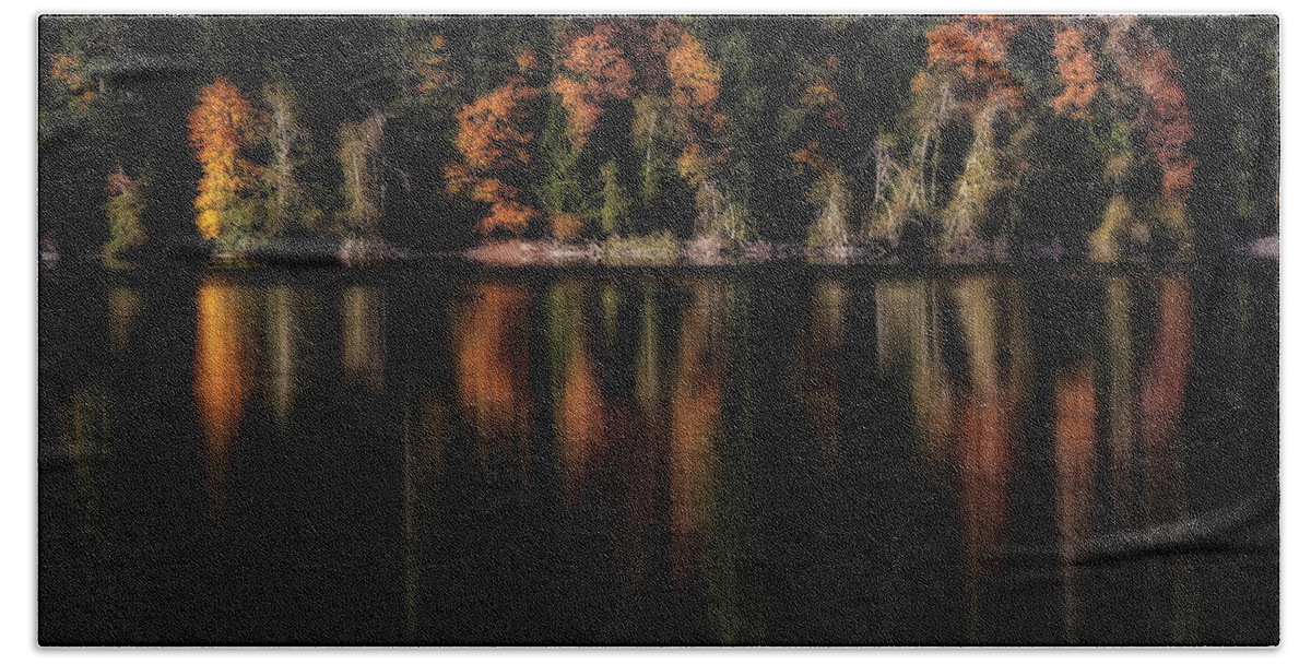 Reflection Beach Towel featuring the photograph Crescent Lake Reflection by Robert Woodward