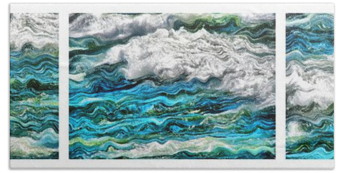 Michigan Beach Towel featuring the painting Cresting Waves by Michelle Calkins