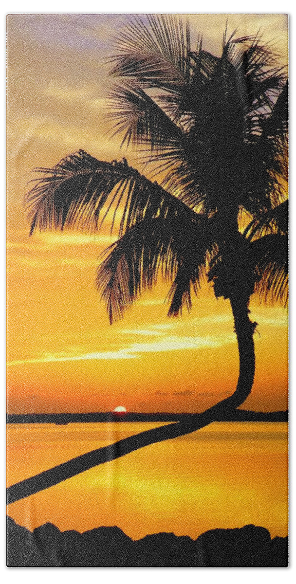 Palm Silhouettes Beach Sheet featuring the photograph Crooked Palm by Karen Wiles