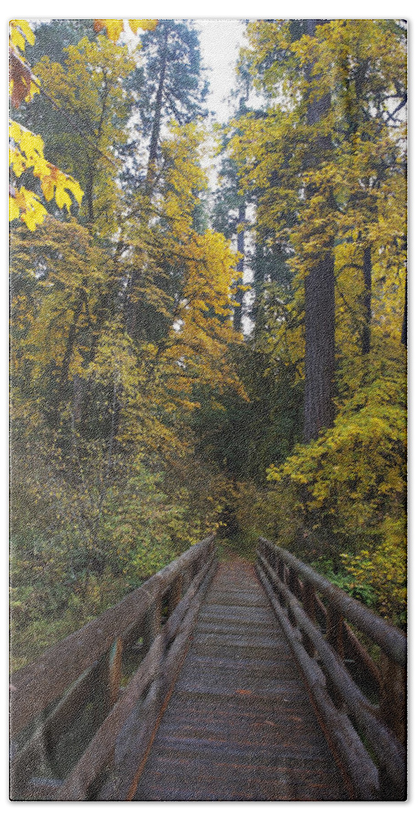 Wooden Bridge Beach Sheet featuring the photograph Crossing the Wooden Bridge by Belinda Greb