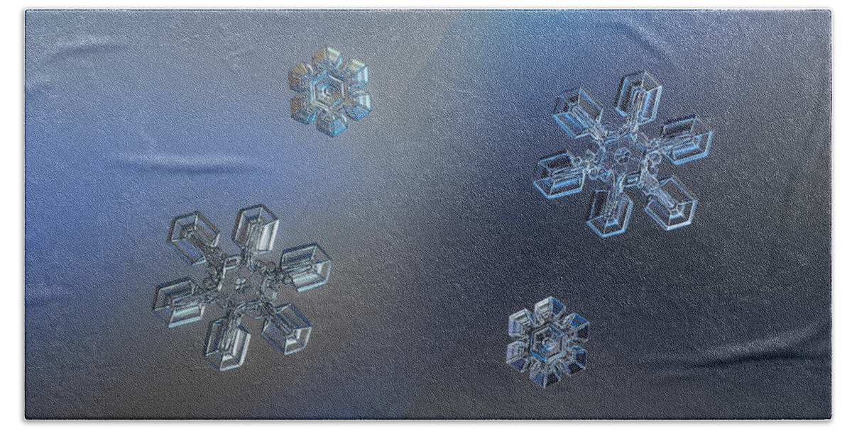 Snowflake Beach Sheet featuring the photograph Crystals of day and night by Alexey Kljatov