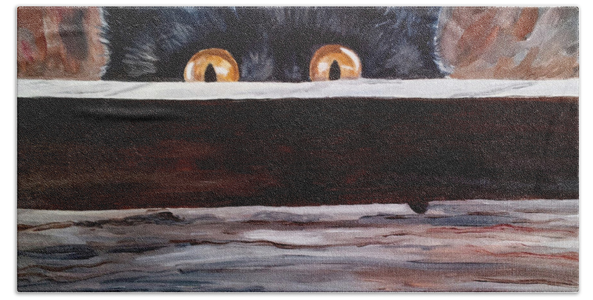 Cats Beach Sheet featuring the painting Curiosity by Julie Brugh Riffey