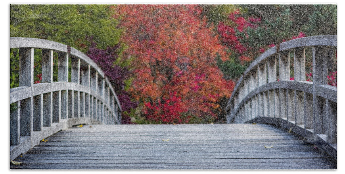 Japanese Garden Beach Towel featuring the photograph Cypress Bridge by Sebastian Musial