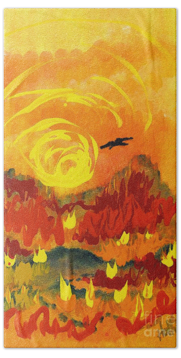 Wildfire Beach Sheet featuring the painting D'Agony by Holly Carmichael