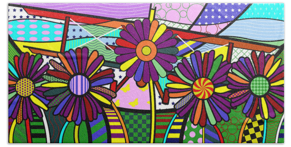 Colorful Beach Towel featuring the digital art Daisy Plane by Randall J Henrie