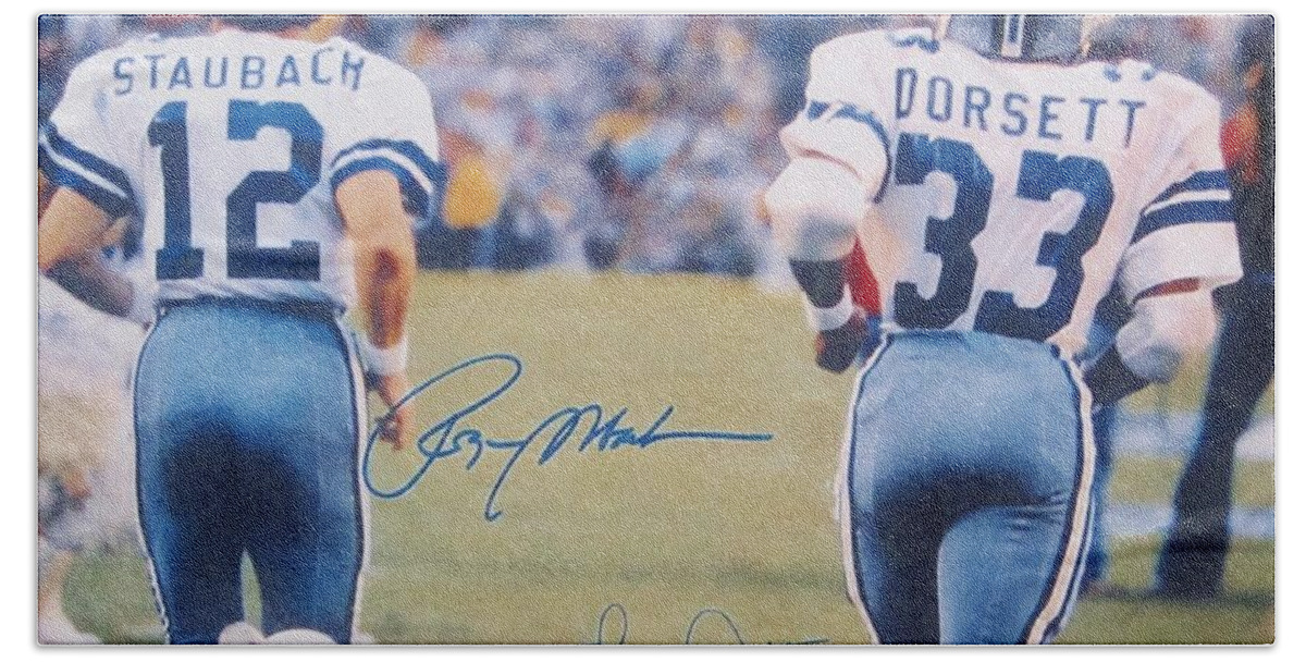 Dallas Cowboys #12 Roger Staubach and #33 Tony Dorsett Beach Towel by Donna  Wilson - Fine Art America
