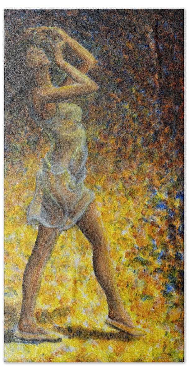 Dancer Beach Towel featuring the painting Dancer 07 by Nik Helbig