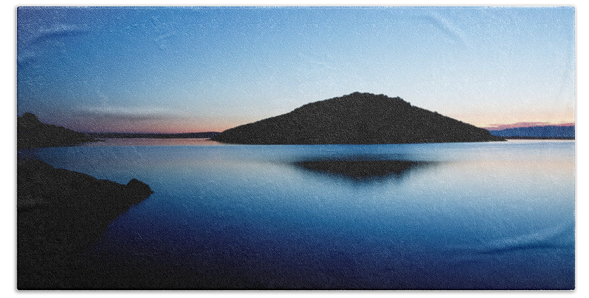 Losinj Beach Towel featuring the photograph Dawn over Veli and Mali Osir islands on Losinj in Croatia by Ian Middleton