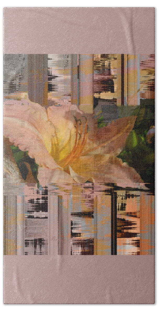 Daylily Beach Towel featuring the photograph Daylily and Madrona Abstract - Photograph Manipulation - Abstract Daylily by Brooks Garten Hauschild